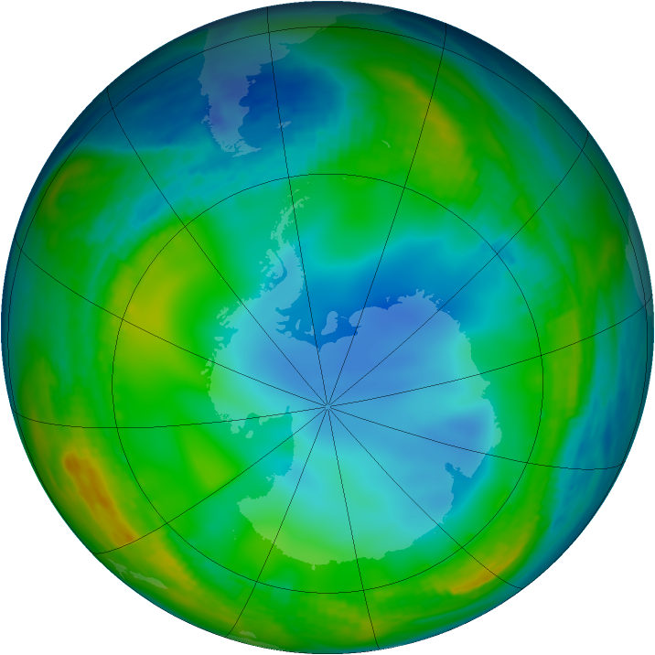 Antarctic ozone map for 24 June 1987